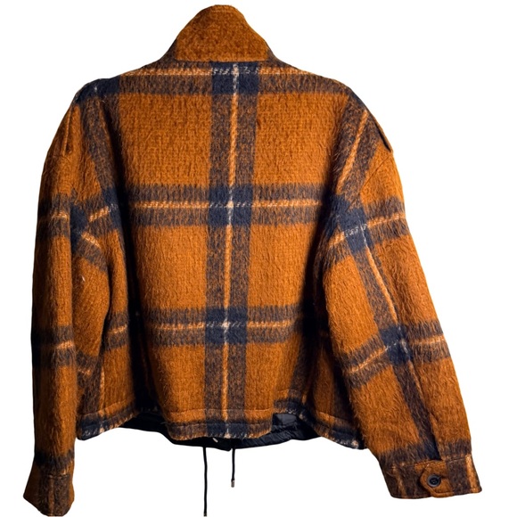 Nine West Orange and Black Plaid Teddy Jacket-size Large - Picture 4 of 6